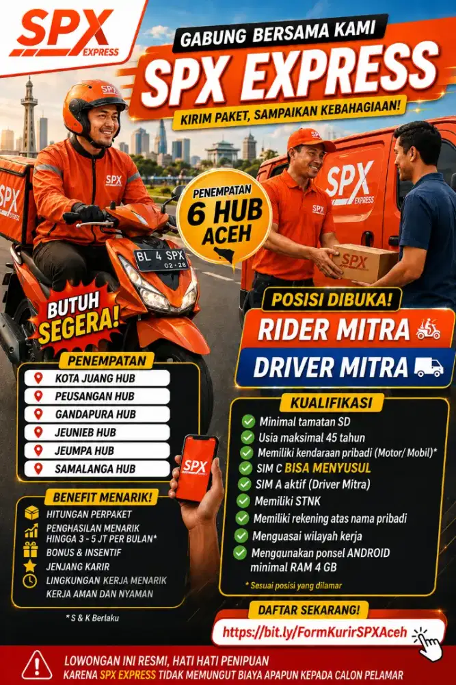 Loker rider dan driver spx