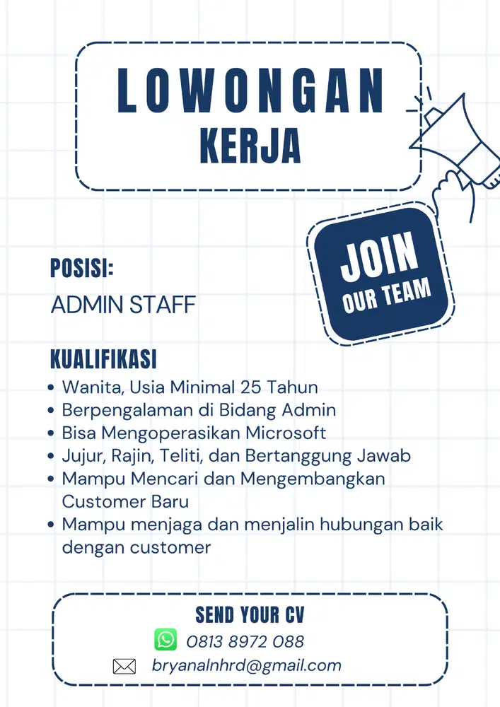 DIBUTUHKAN ADMIN STAFF