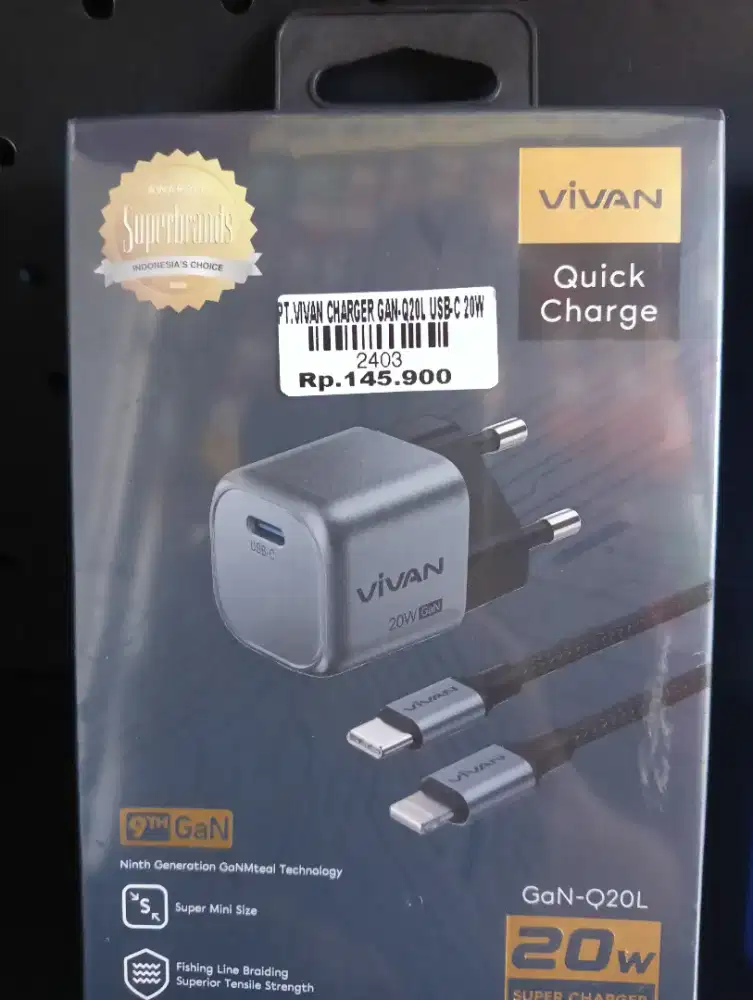 VIVAN CHARGER GAN-Q20L USB 20W | ATLANTIS DAHSYAT