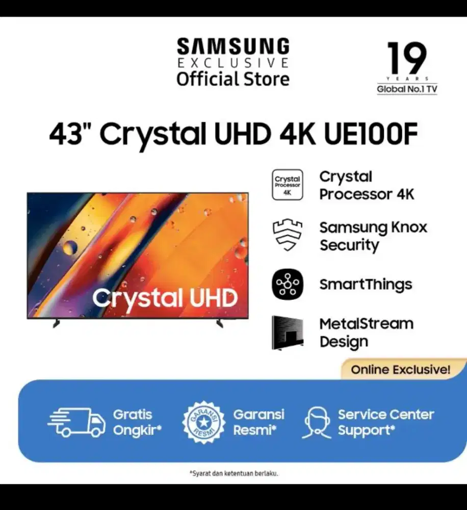 Jual SmartTv samsung 43' UE100F