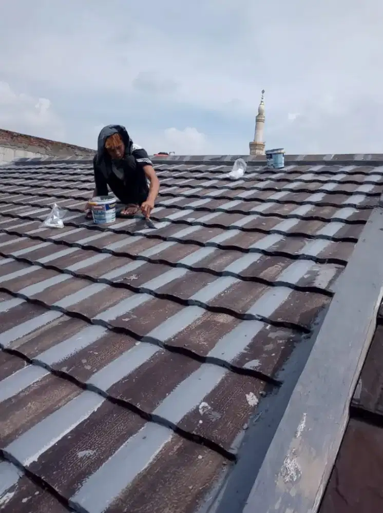 Pasang canopy alderon single dan atap bocor
