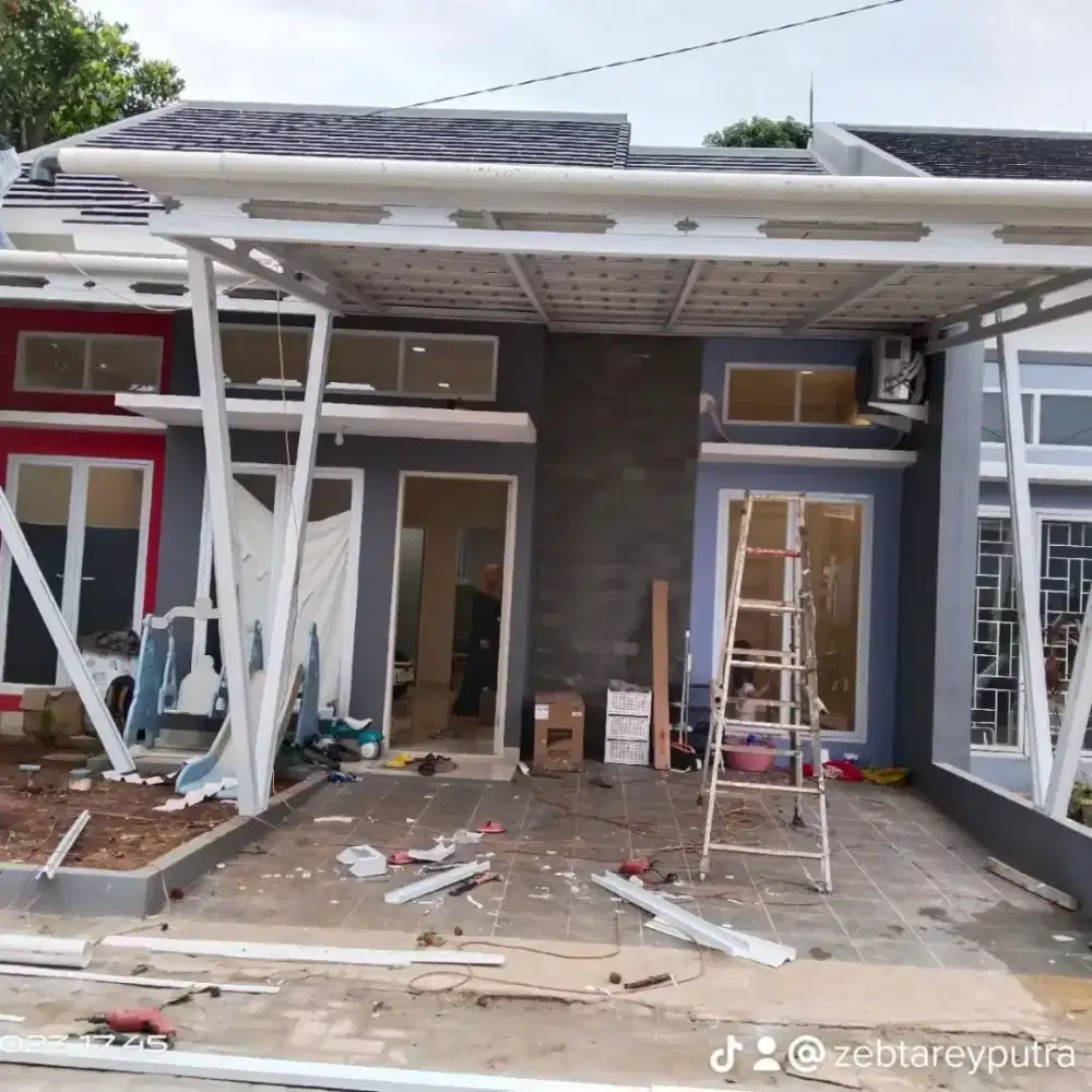 Pasang canopy alderon single dan atap bocor