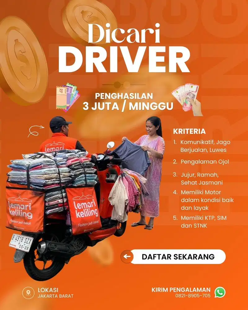 DICARI MITRA DRIVER!!