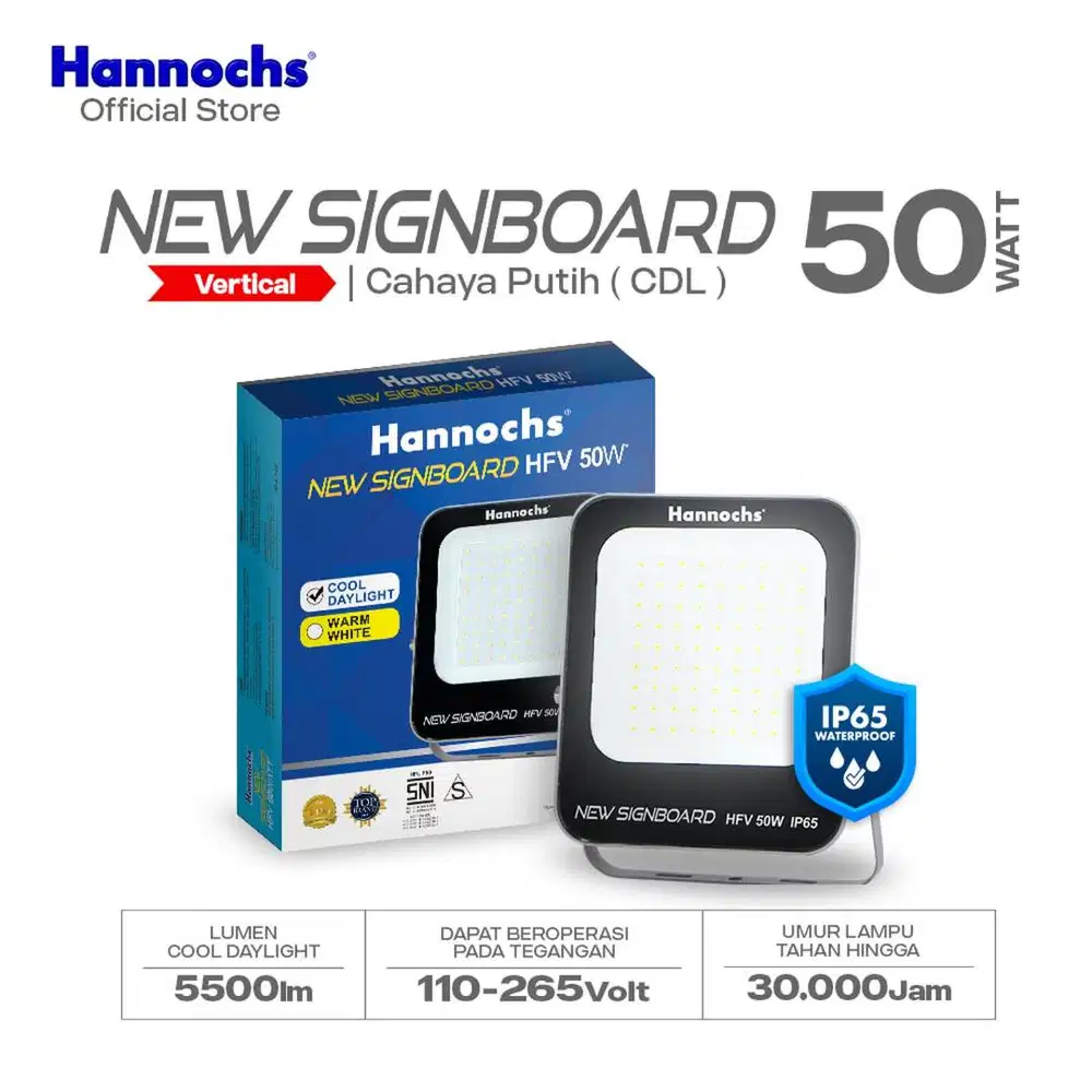 Hannochs Lampu Sorot LED Flood Light New Signboard HFV 50W (Model Vert