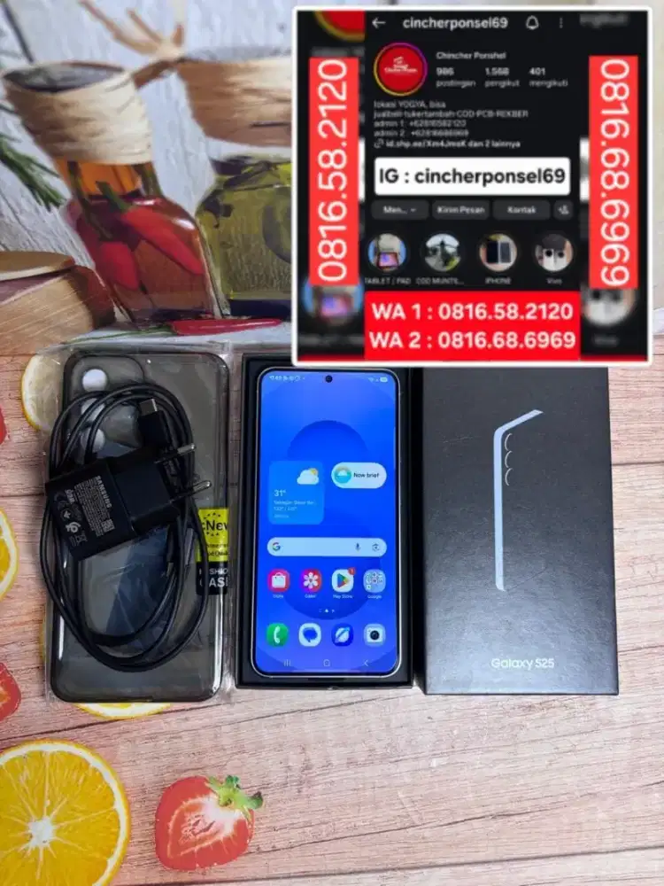 Hp likeNEW SAMSUNG S25 5g 12/256 open dus beberapa hari free adaptor