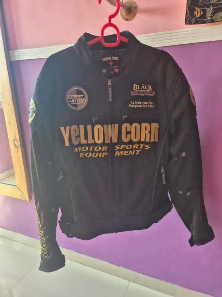 Jaket Motor Yellow Corn Original size L-L Warna Hitam-gold