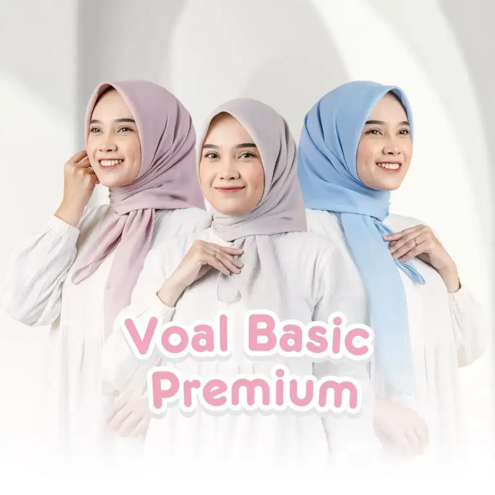 Voal Basic Premium 110x110 - Hijab Segiempat Polos Adem & Ringan