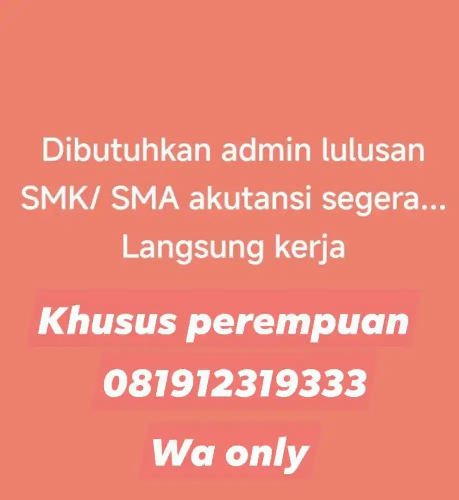 Dibutuhkan admin utk penjualan es