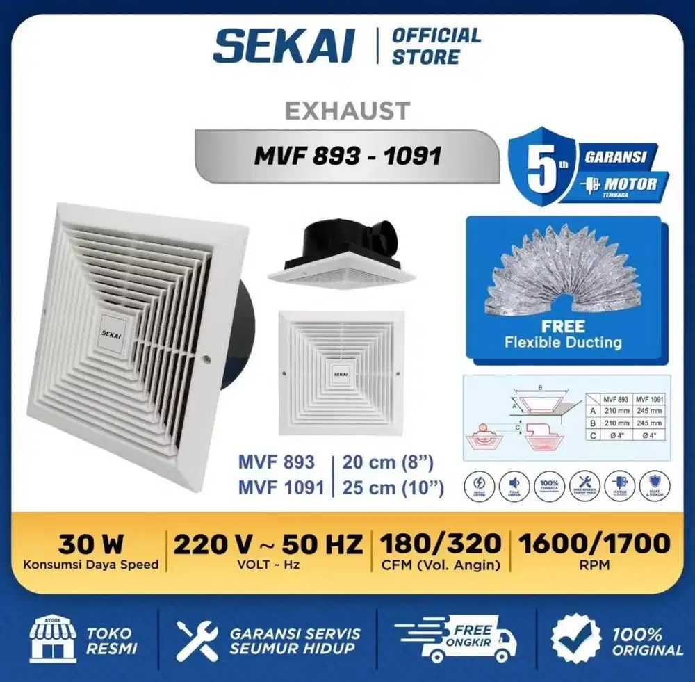 SEKAI Exhaust Fan 25 Cm MVF1091 Exhaust Plafon MVF-1091