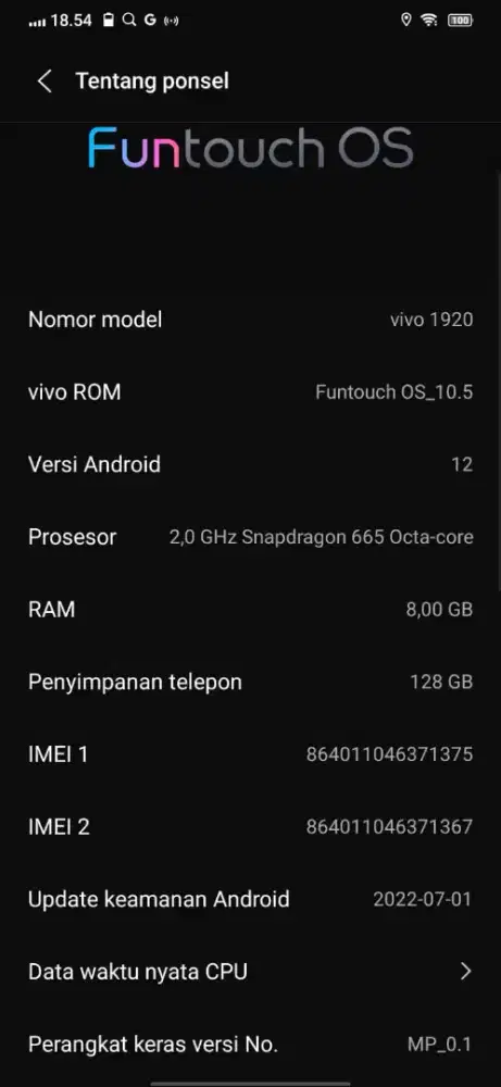 Vivo s1 pro/1920 8/128 bening jarang pake