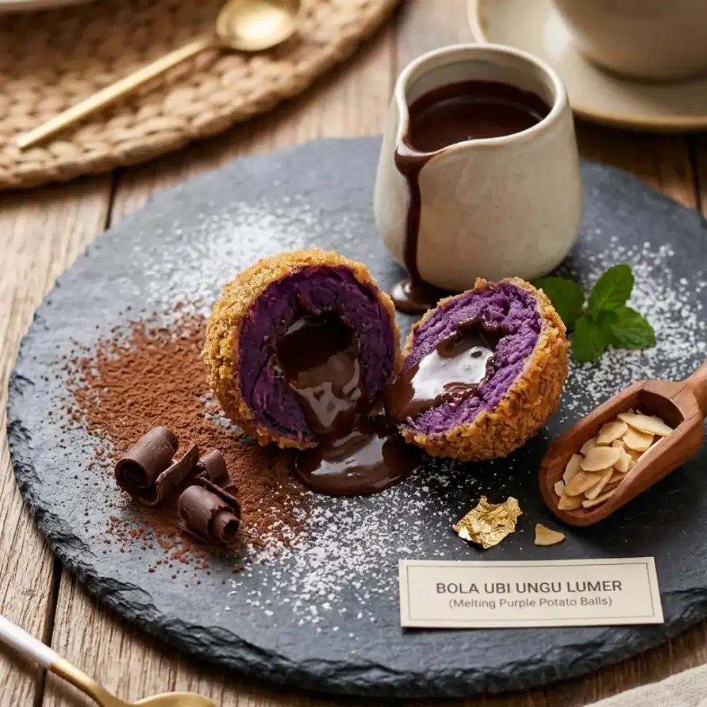 Bola ubi ungu coklat lumer