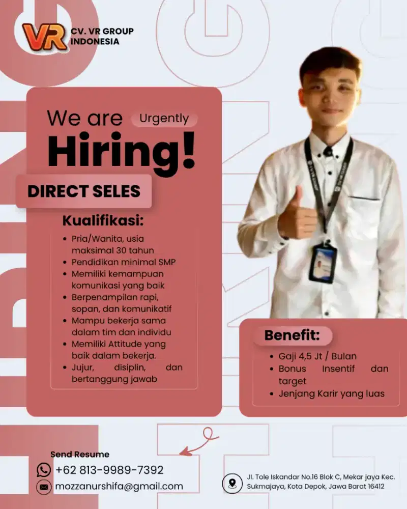 Loker Sales Depok Vr Group