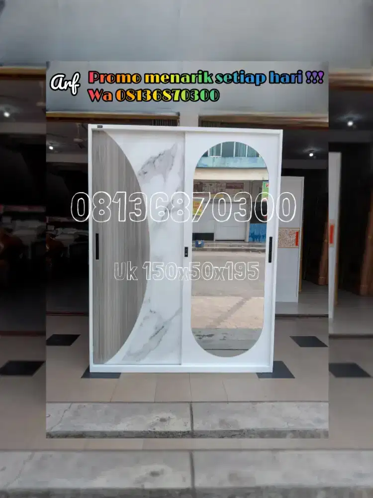 Hot promo lemari pakaian sliding besi 2 pintu terbaru