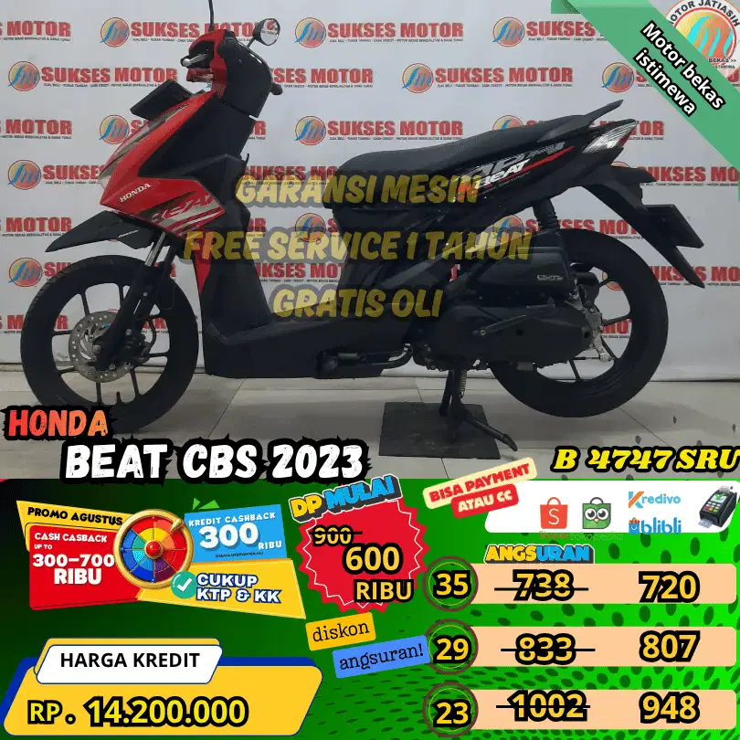 BEAT CBS 2023 BISA PAKAI PAYMENT CC & SPYLATER KREDIVO(SUKSESMOTOR)