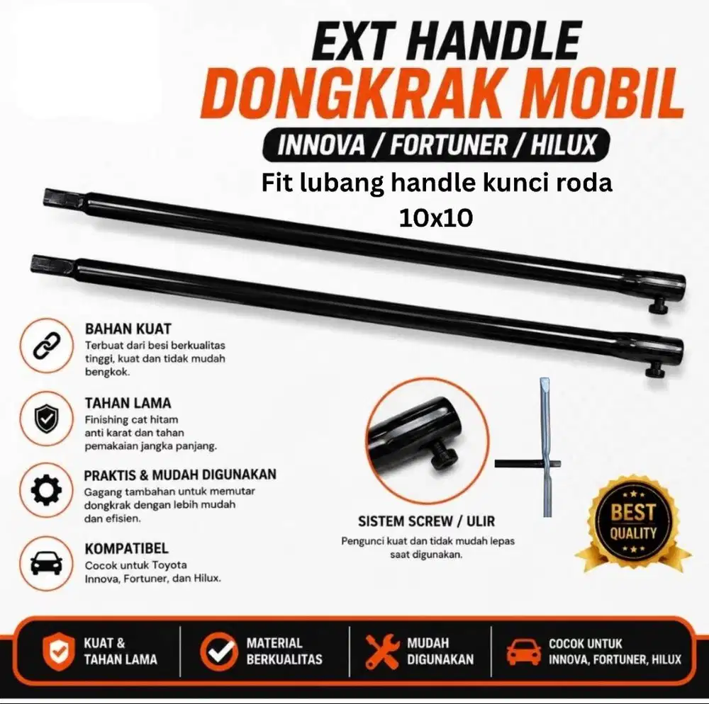 Ext Handle Dongkrak Mobil Innova Fortuner Hilux | Sambungan tuas 10x10