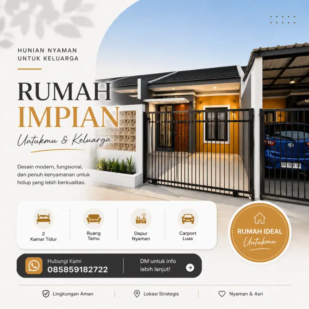Jual rumah minimalis 2-3 kamar dekat fasilitas umum