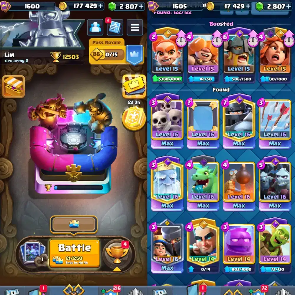 Clash Royale Level card 1605 Arena 30 (12500)