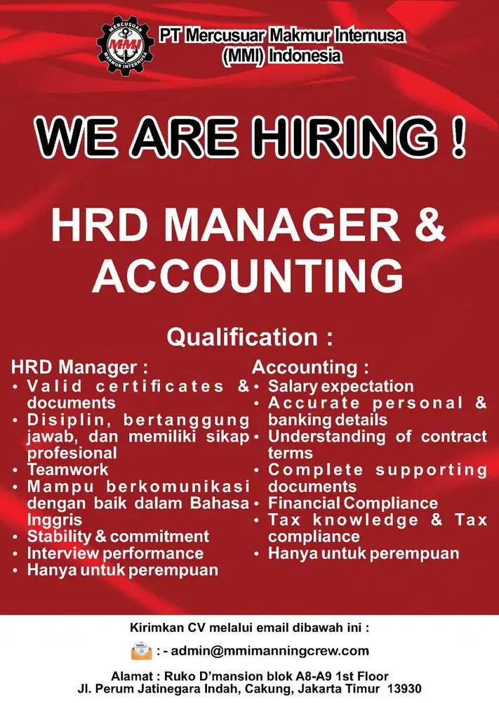 DICARI HRD MANAGER & ACCOUNTING