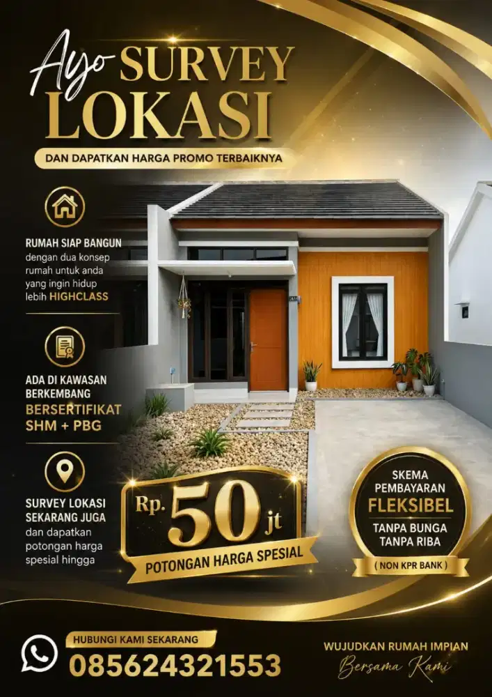 Jual hunian paling murah kontemporer dekat desa buahbatu