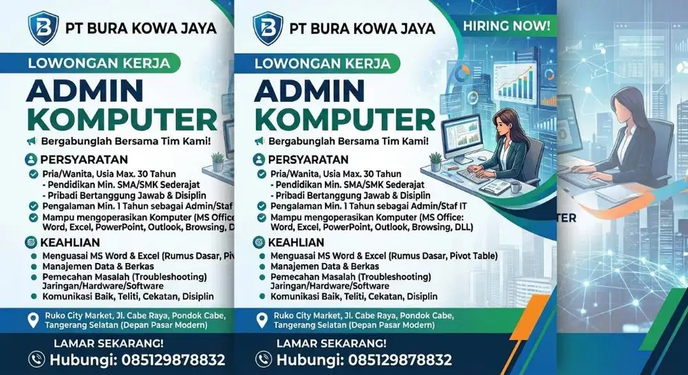 LOWONGAN KERJA: ADMIN KOMPUTER PT BURA KOWA JAYARuko City Market, Jl.