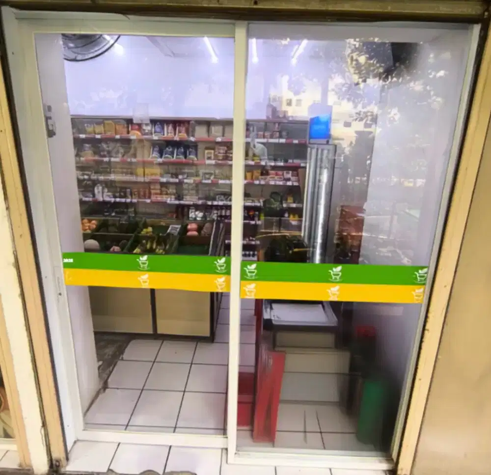 Pintu Kaca Aluminium Sliding + Kaca Fixed Bekas 190x220 & 225x220