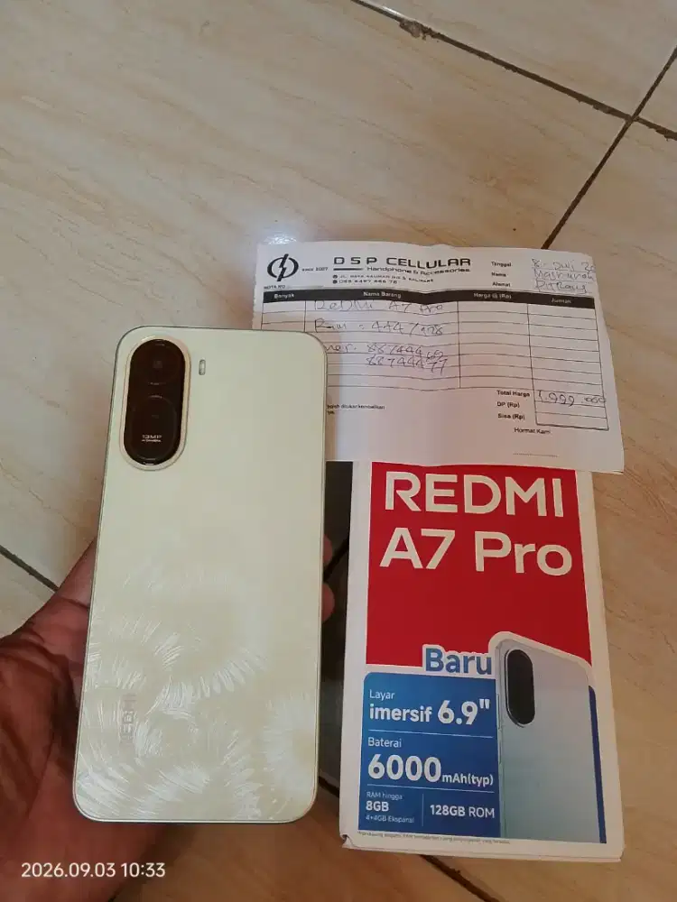 Xiaomi Redmi A7 Pro ram 4/128gb lengkap baru 2bln pake