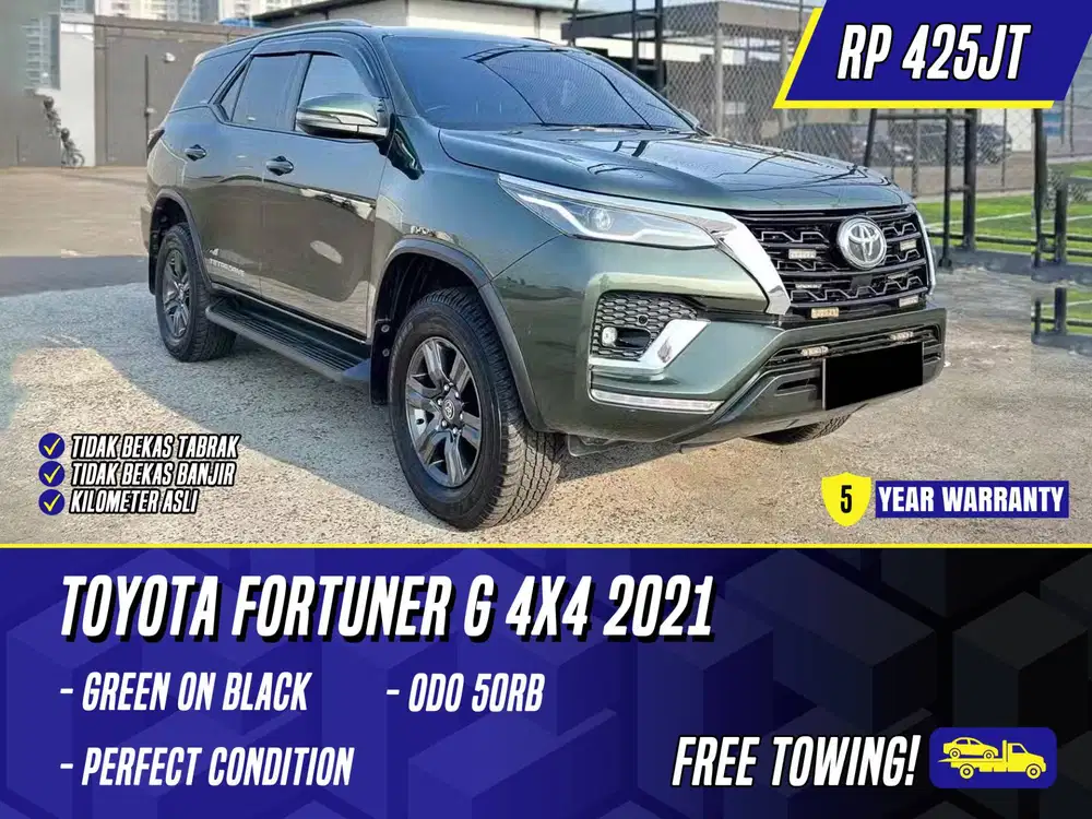 Toyota Fortuner G 4X4 2021 Green on Black Hijau