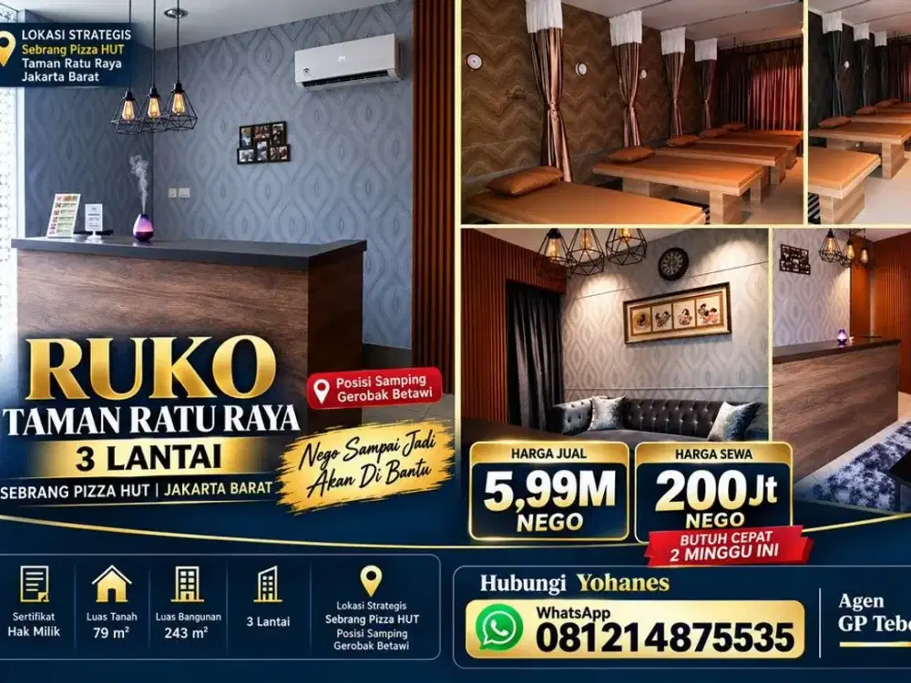 Ruko Taman Ratu Raya sebrang Pizza HUT Jakarta Barat