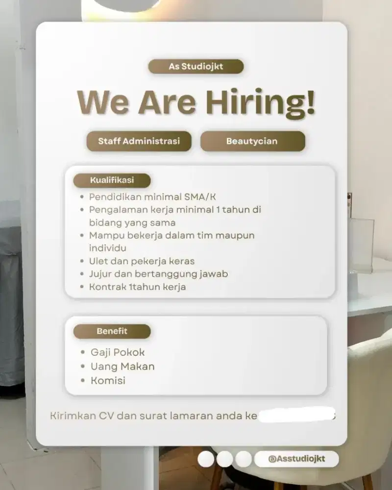 loker admin salon dan beautician