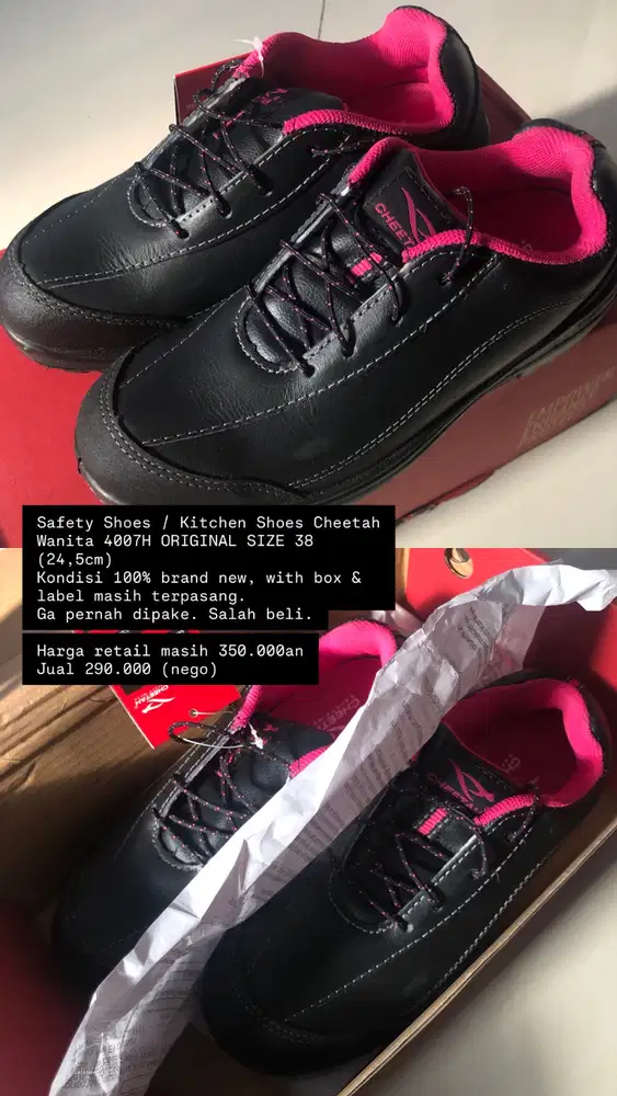 Sepatu Safety Kitchen Wanita Cheetah 4007TH Original Size 38 (24,5cm)