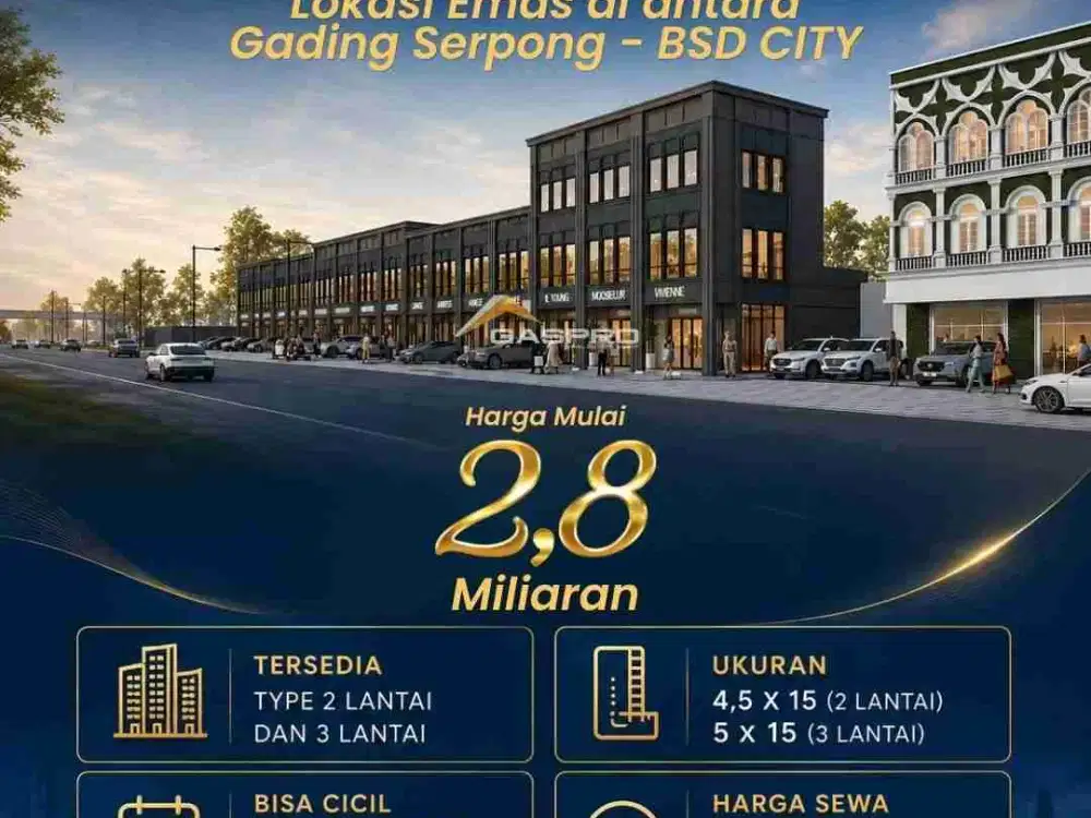 Ruko Hadap Jalan Maggiore Vibes Gading Serpong