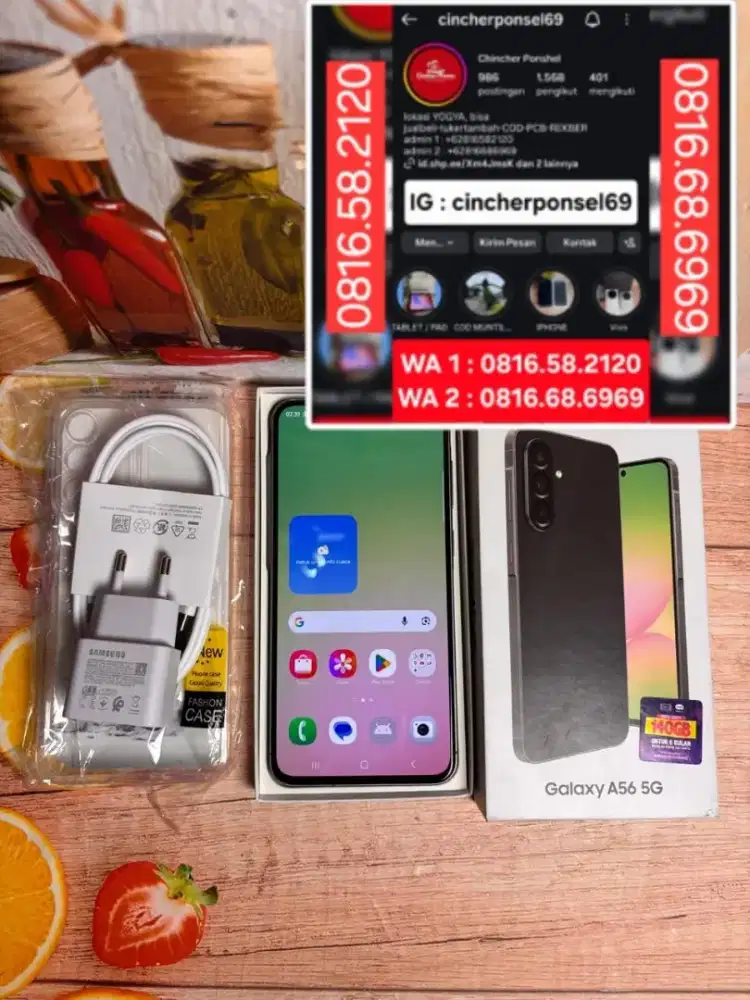 Jual hp SAMSUNG A56 5g 12/256 siap pakai free adaptor n case