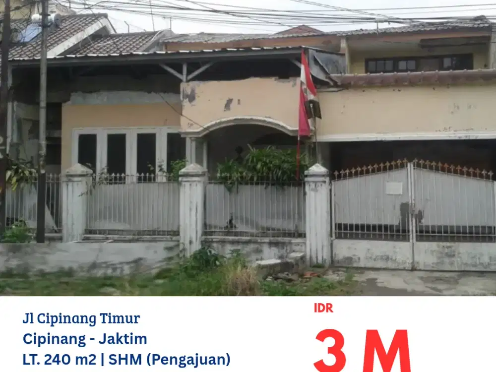 NVTDS0136 rumah tua 1,5 lantai (hitung tanah) masih dihuni di Cipinang Timur, Jakarta Timur