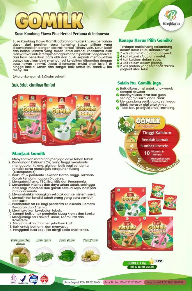 Susu Kambing Etawa Plus Herbal Pertama Gomilk dengan 3 pilihan rasa