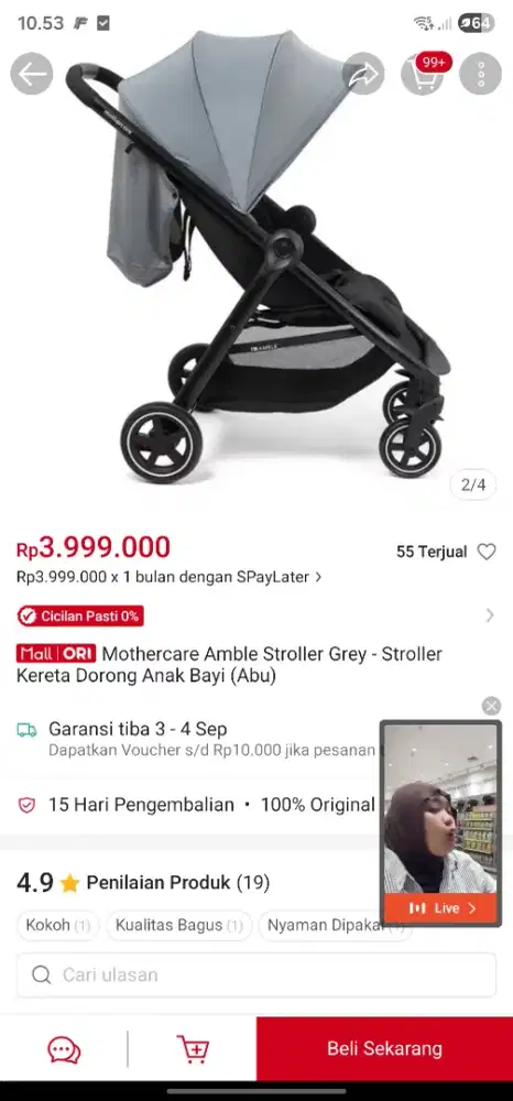 Stroller mothercare muluss seperti baru