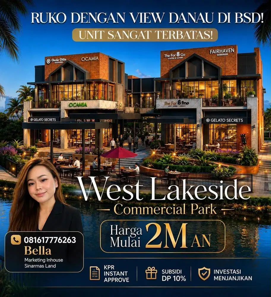 Ruko 2 lantai strategis Hadap Danau  di Jantung  BSD