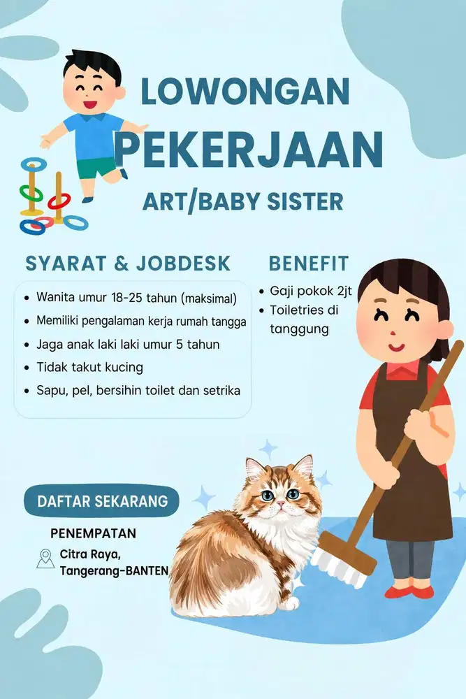 DICARI ART/PENJAGA ANAK BERPENGALAMAN