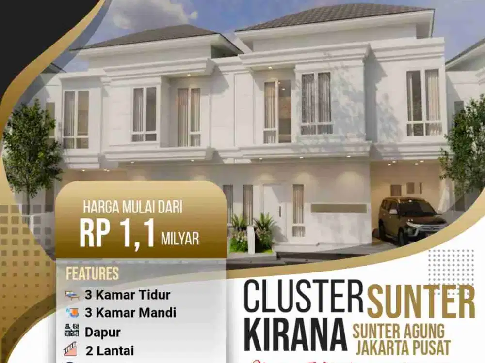 Rumah Mewah Modern Asri 2 Lantai di Sunter Agung, Jakarta Utara