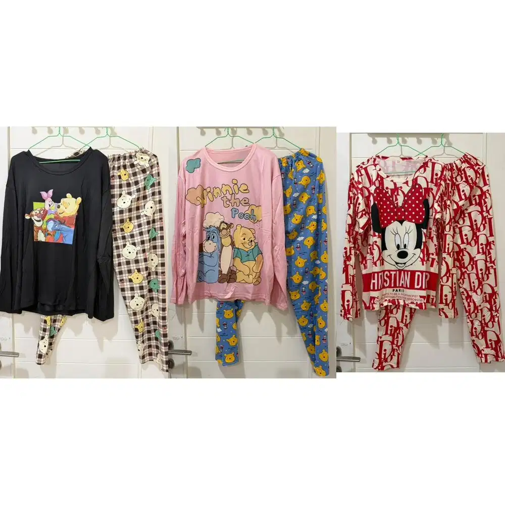 Setelan baju tidur piyama premium wanita unisex pria karakter kartun