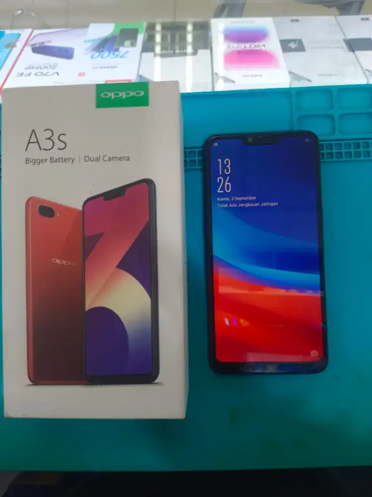 Jual fullset handphone second Oppo A3s.3+3/128gb.ready