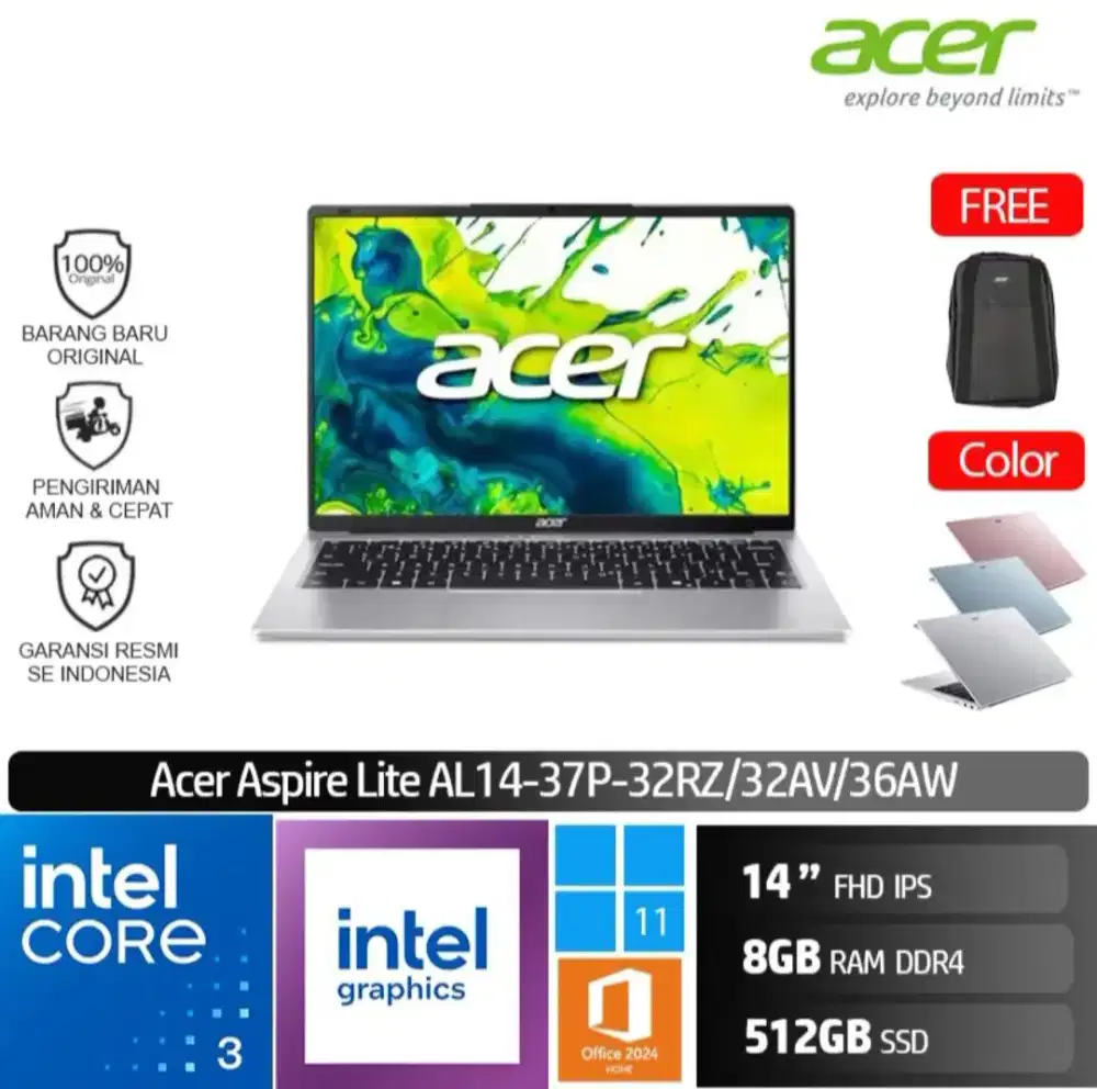ACER AL14-37P-32RZ Intel Core i3 8/512 / ASUS / HP / LENOVO / ADVAN