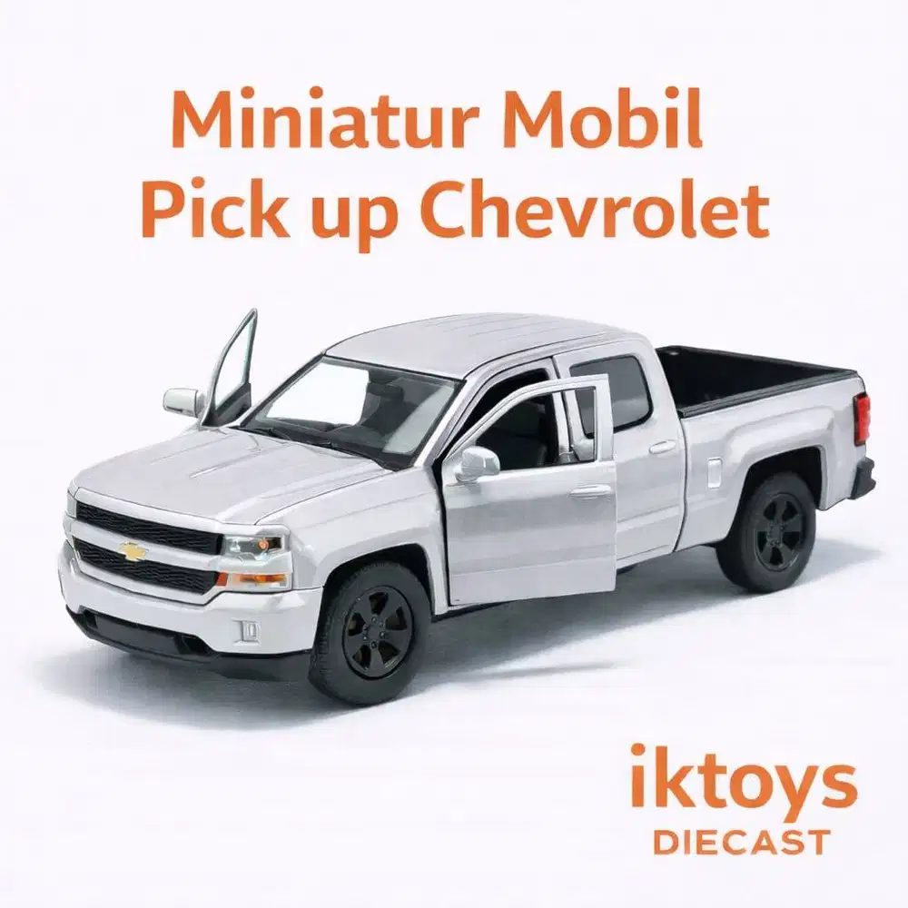 Mainan Mobil Diecast Chevrolet Silverado Double Cabin 1:36 Welly Bisa