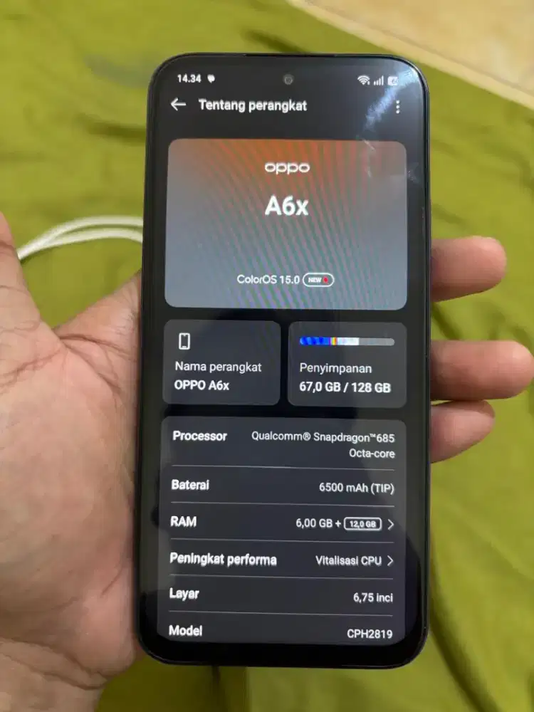 Oppo a6x pemakaian no minus baru di pakai sebulan masih ada garansi