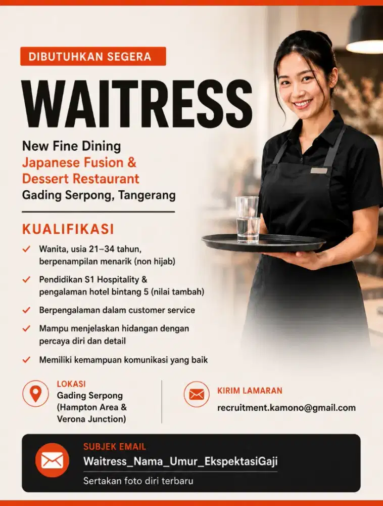 Lowongan Kerja Waitress Cafe Dessert
