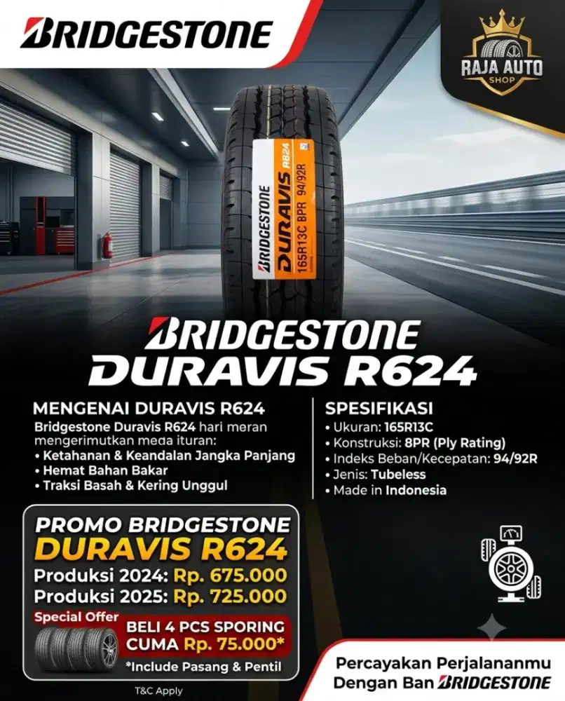 Promo Ban Mobil Bridgestone Duravis R624 165 R13 8pr Tahun Prod 2025