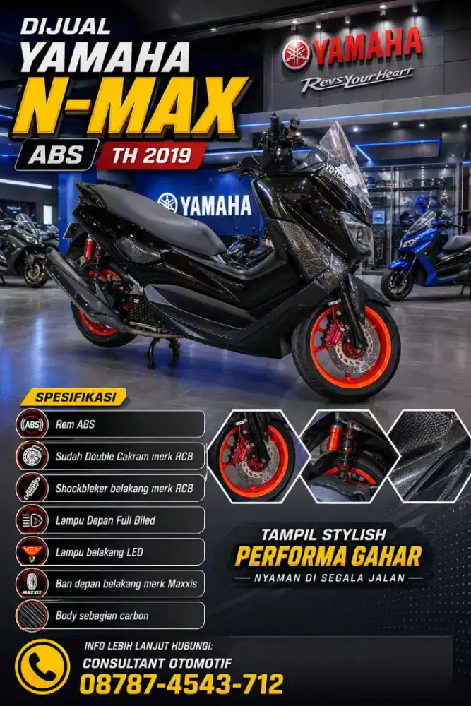 Yamaha N-Max ABS 2019 | Double Cakram RCB | Shock RCB | Full Biled |