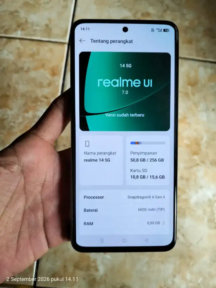 Realme 14 5g 8+8/256 fullset mulus 93%