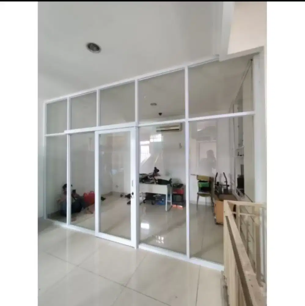 Partisi kaca dan pintu sliding, jendela sliding upvc aluminium