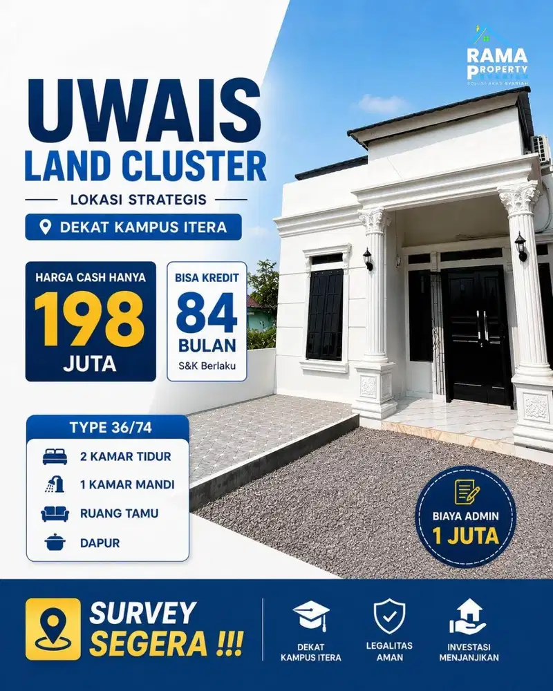 RUMAH CLUSTER MEWAH DEKAT ITERA – MULAI 2 JUTAAN!