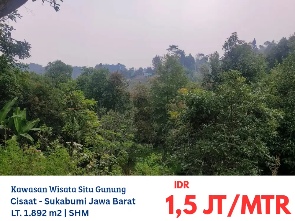 ERW003 tanah kavling di kawasan wisata Situ Gunung, Cisaat, Sukabumi, Jawa Barat